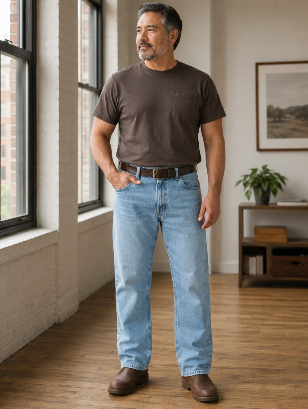 Wrangler Men's Straight Leg Jeans 36x32 Light Wash Denim
